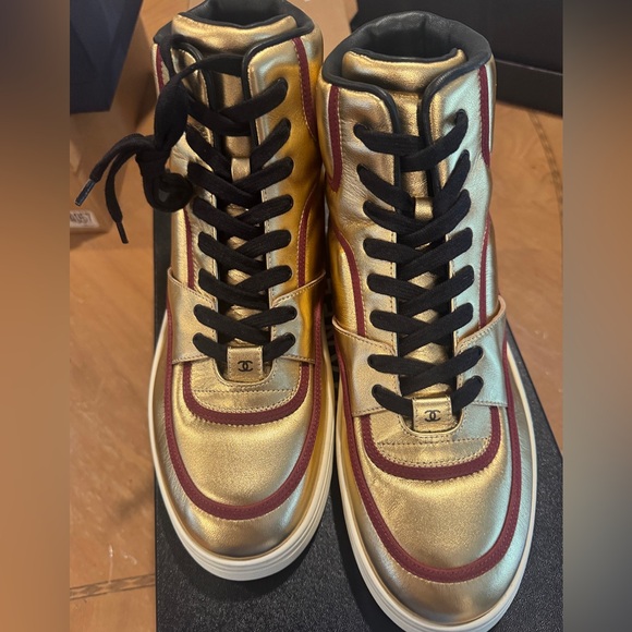 CHANEL Other - CHANEL Black and Gold Interior Sneaker Detail
